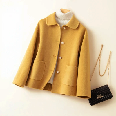 Women’s Double-Faced Wool Coat with Round Collar