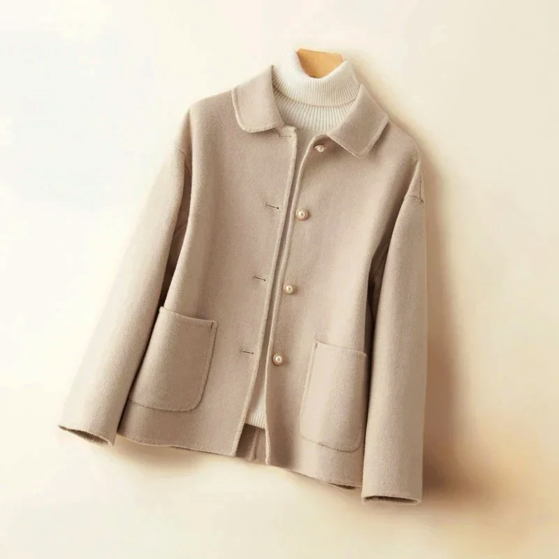 Women’s Double-Faced Wool Coat with Round Collar