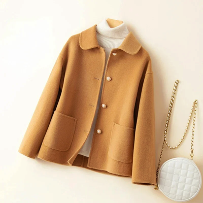 Women’s Double-Faced Wool Coat with Round Collar
