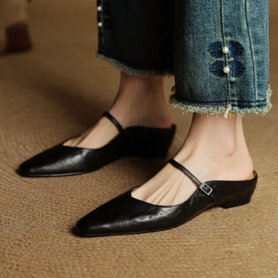 Women’s Genuine Leather Pointed-Toe Mules