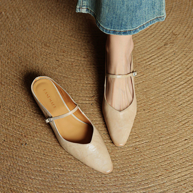 Women’s Genuine Leather Pointed-Toe Mules