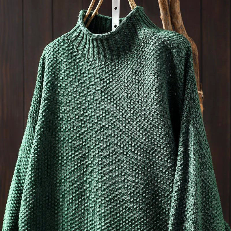 Women’s Relaxed Fit High-Neck Sweater with Textured Knit