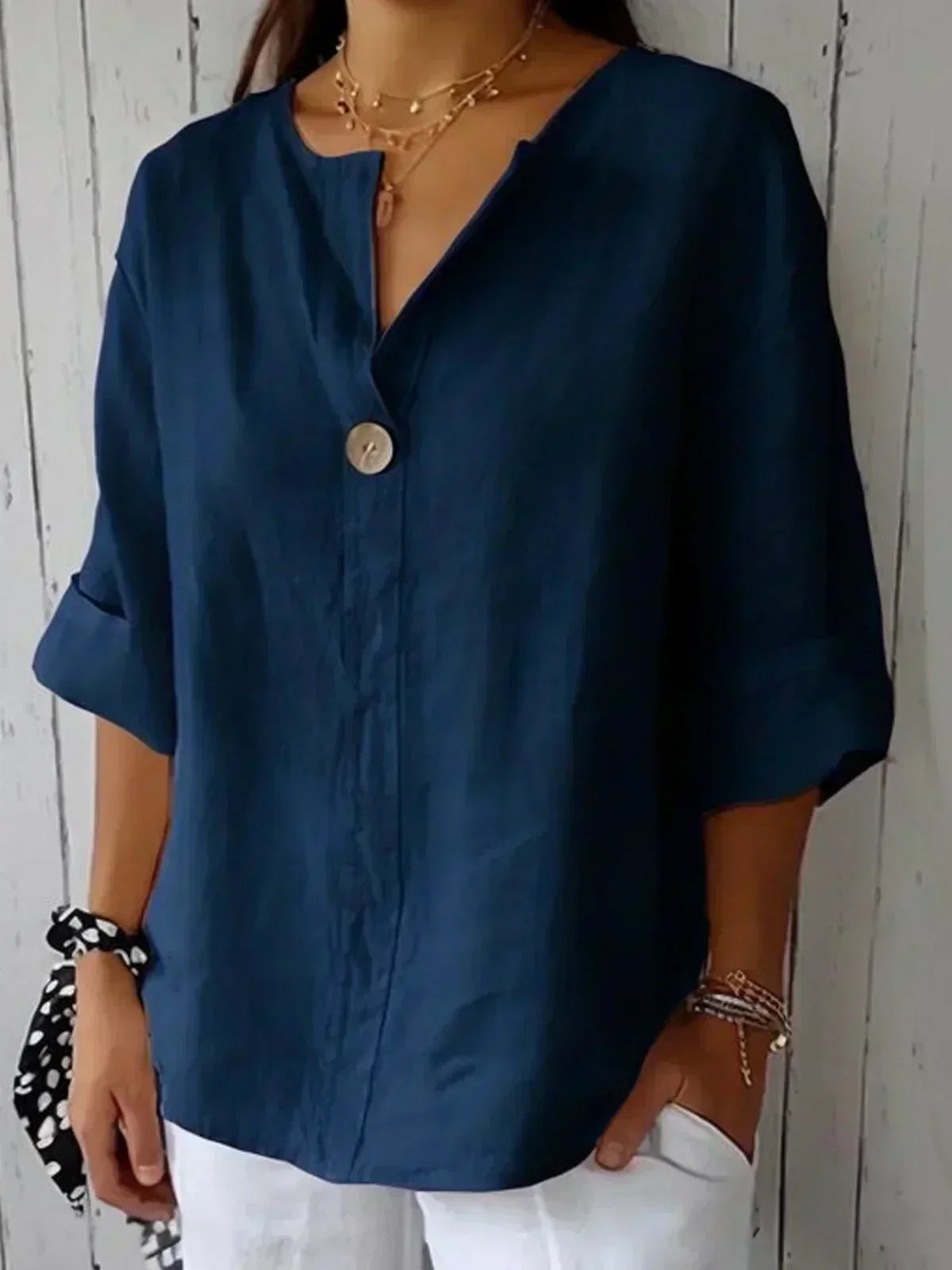 NORTHLINE STUDIO | BUTTON FRONT LINEN BLOUSE
