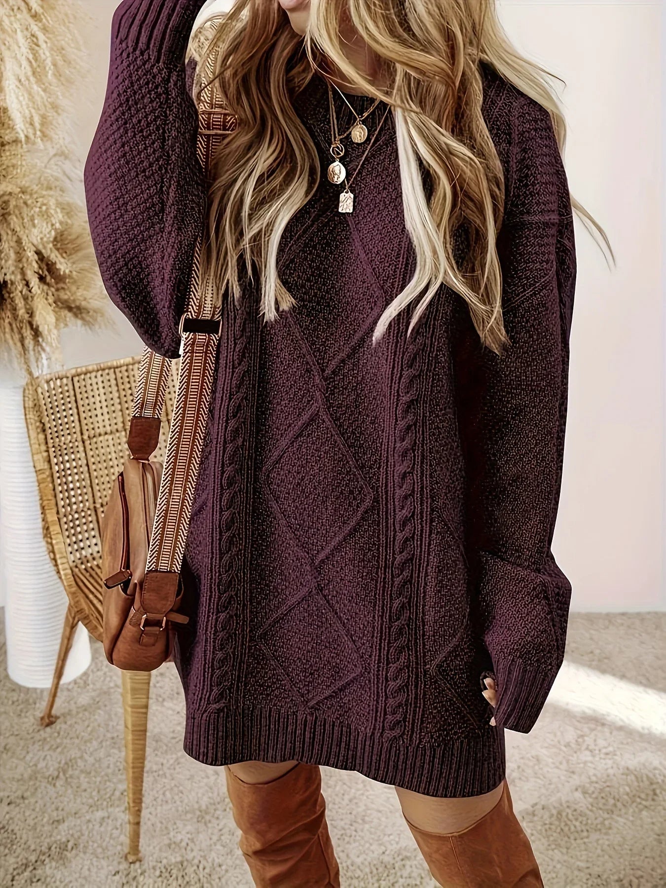 Juno Cable Knit Sweater Dress