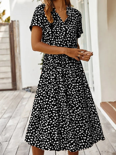 Georgia | Soft-Spotted Button-Up Midi Dress