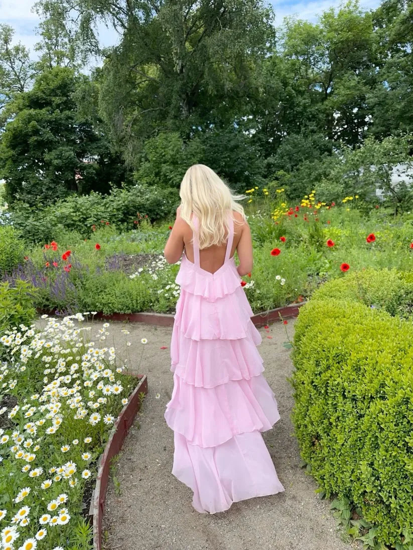 Amira | Ruffle Backless Maxi Dress