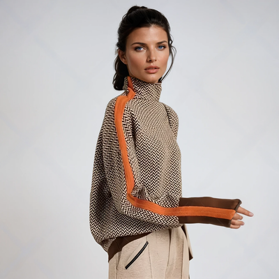 Camille™ | Turtleneck sweater with striking contrast stripes