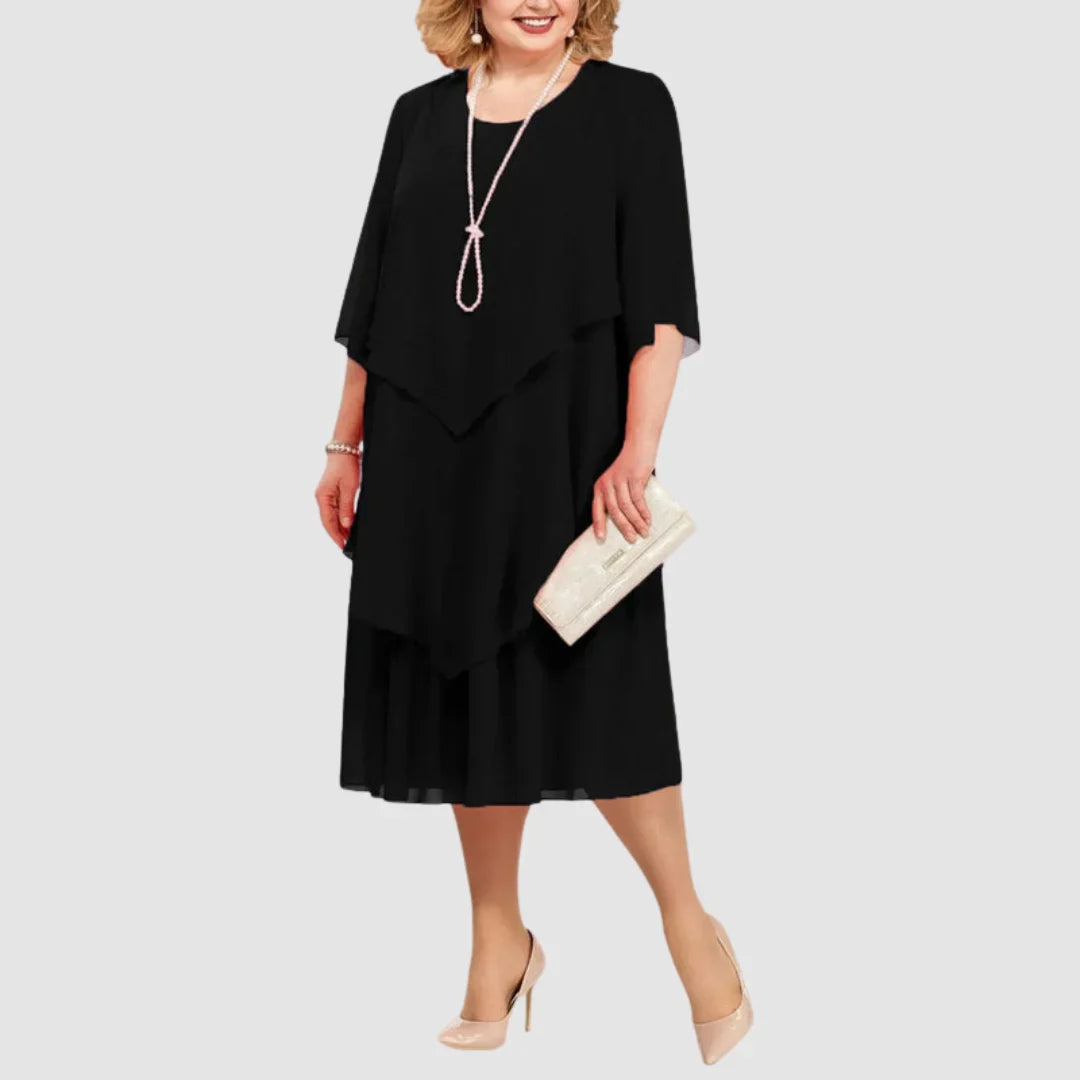 MARIBELLE | LAYERED CHIFFON MIDI DRESS