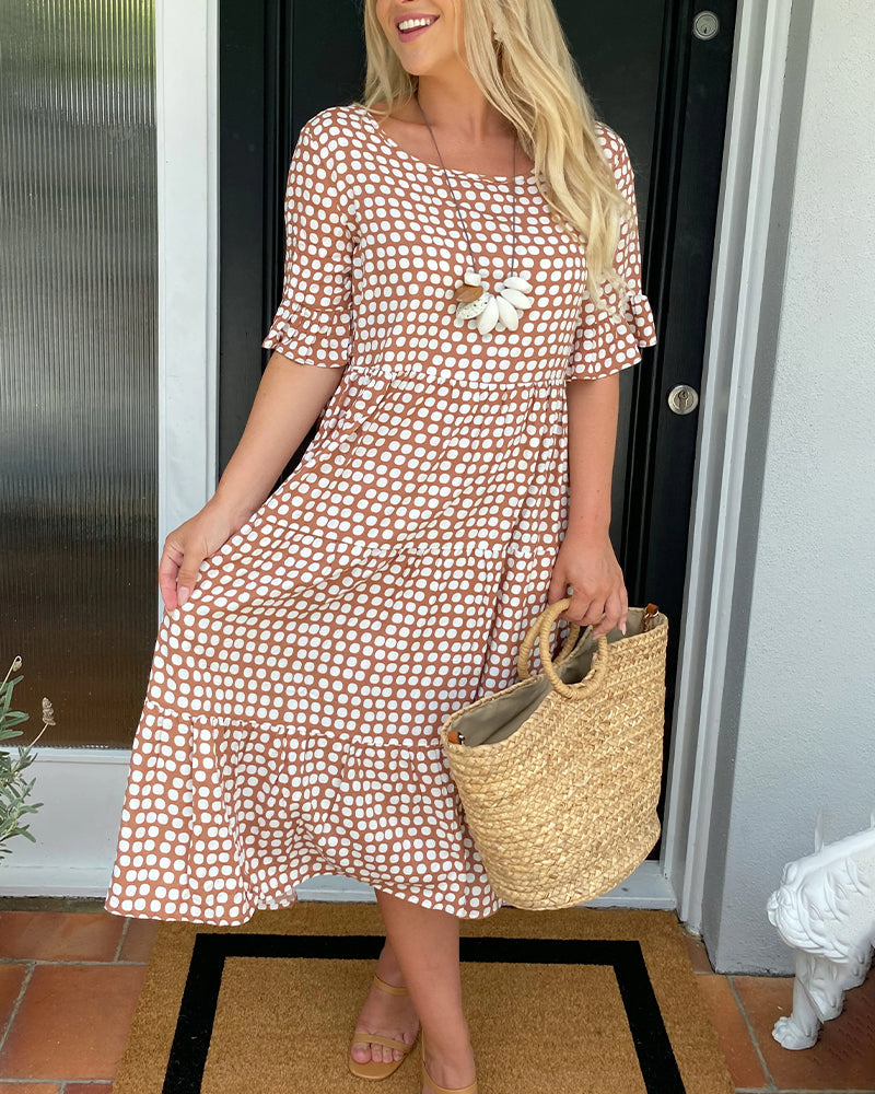Rhea - Vintage-Inspired Polka Dot Midi Dress