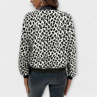 Leopard Patterned Jacket with Zipper