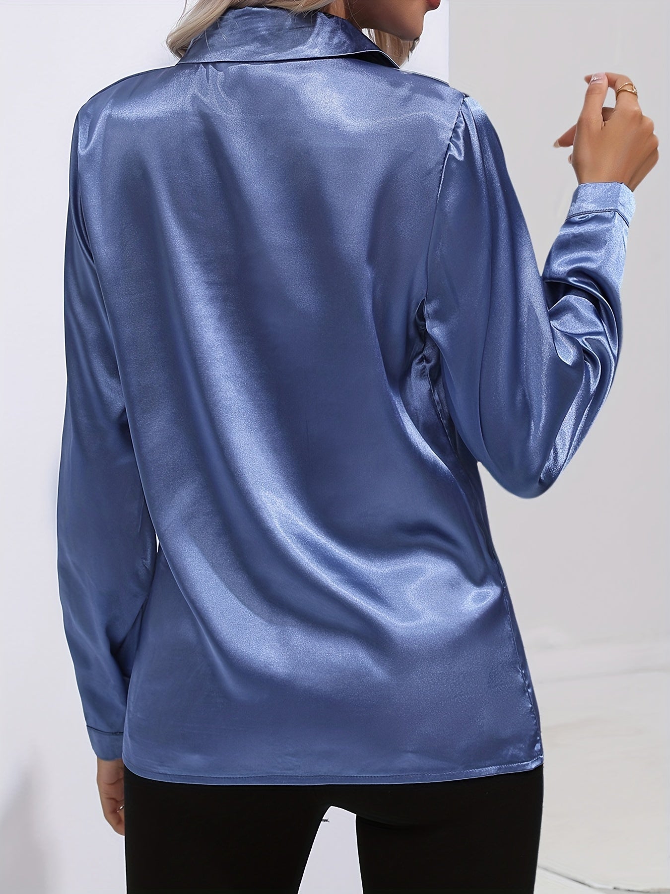 Sarah | Women’s Button Down Long Sleeve Satin Blouses