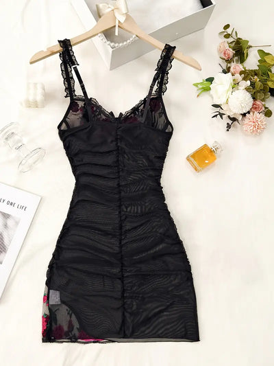 La Rose Ruched Mesh Nightgown