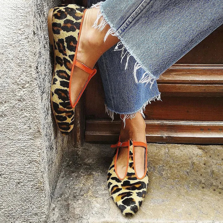 NORTHLINE STUDIO | LEOPARD T-STRAP FLATS