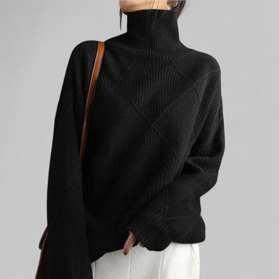 Rebecca | Women’s Winter Oversized Patterned Turtlenecks Sweater