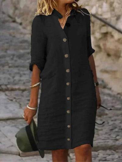 Avencea | Women's Linen Dress with Buttons