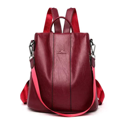 Durable and Secure PU Leather Backpack