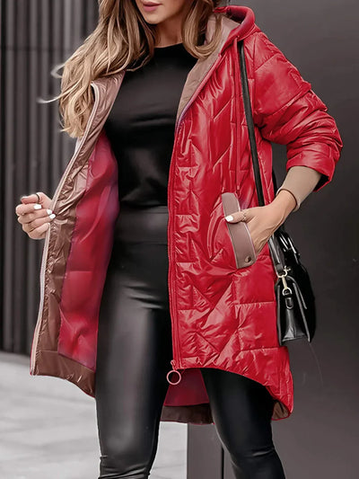 Althea™ | Women's Winter Solid Color Hooded Zipper Coat