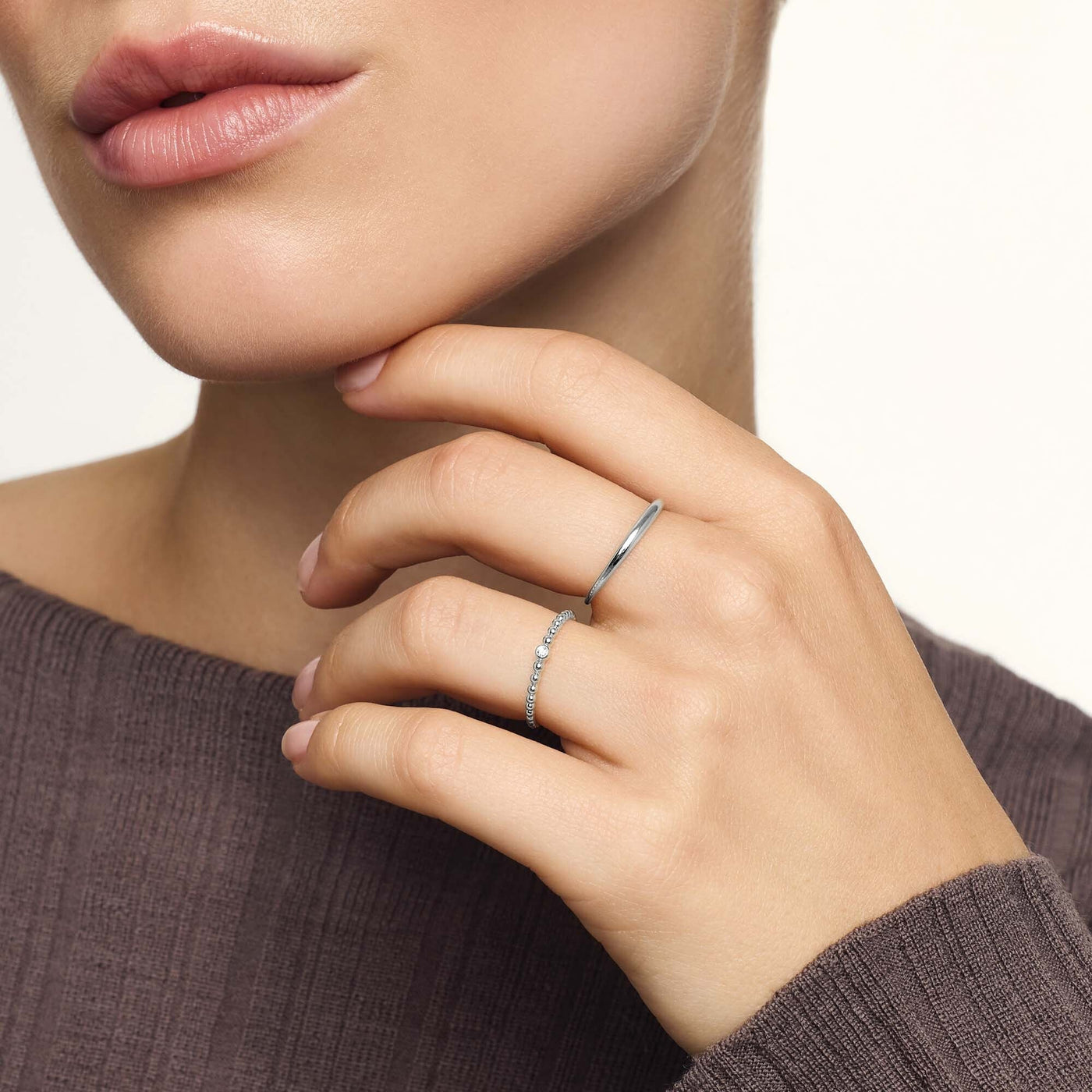Slim Dome Ring | White Gold 14k