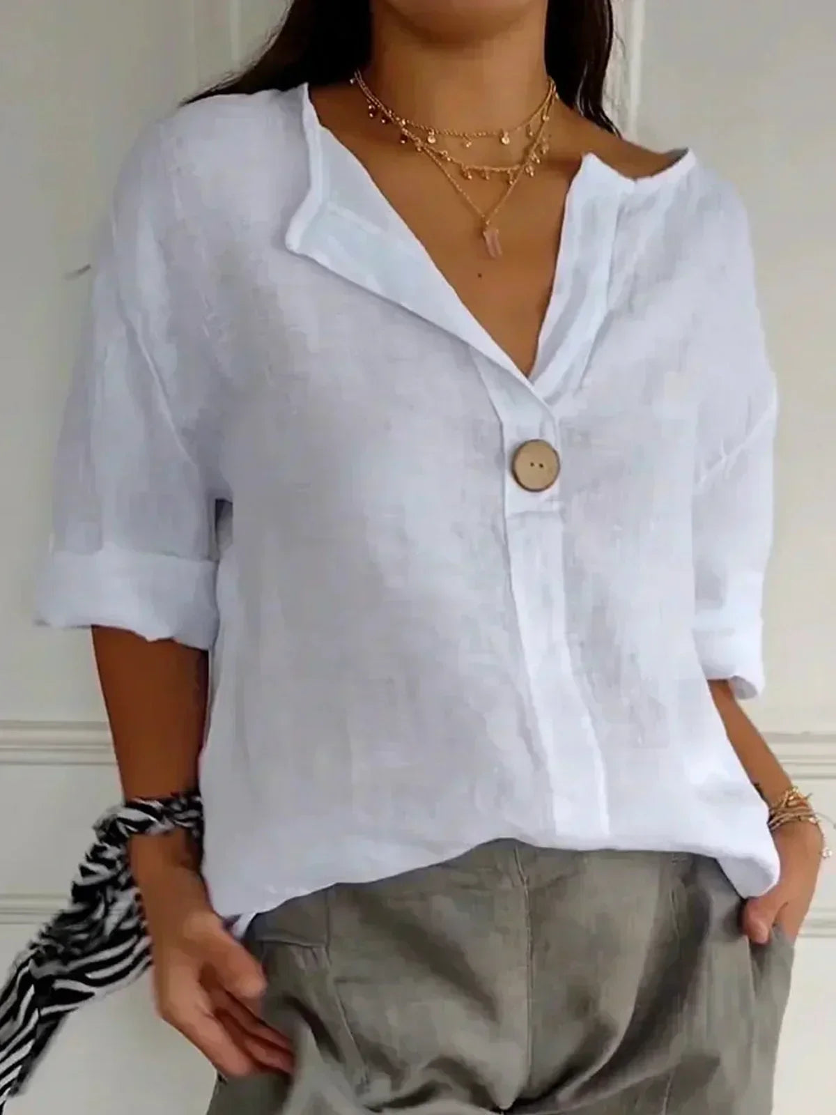 NORTHLINE STUDIO | BUTTON FRONT LINEN BLOUSE