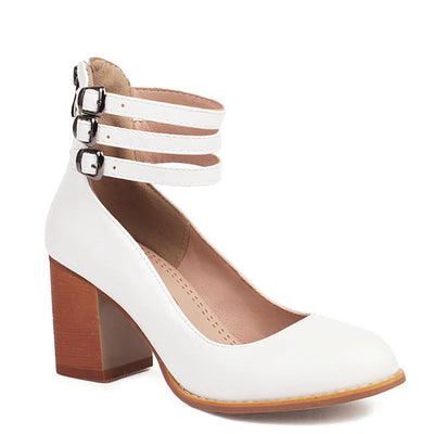 Casilda | Smooth sandals with ankle strap and chunky heel