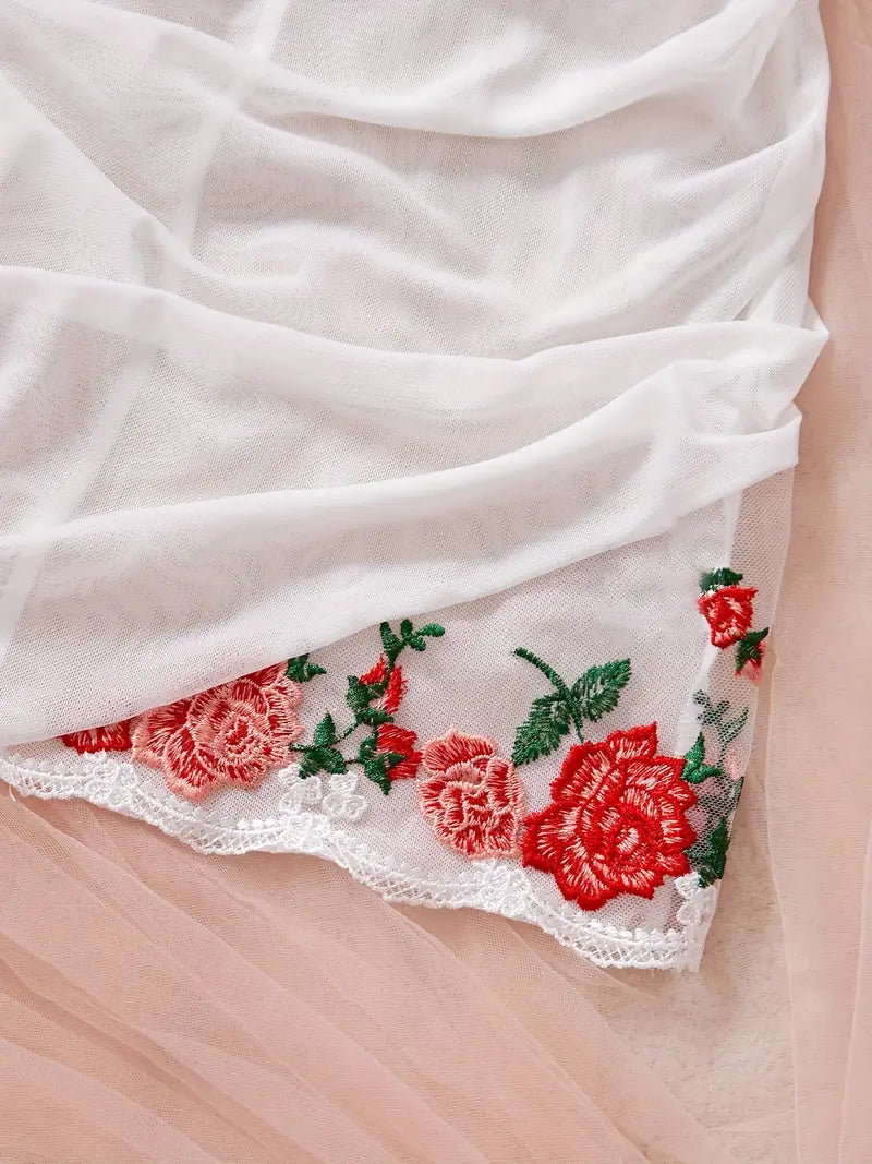 La Rose Ruched Mesh Nightgown