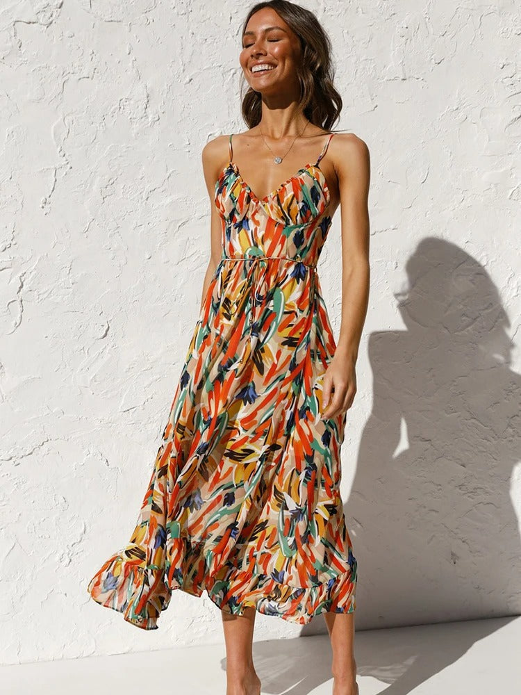 Emily™ | Floral Long Dress with Strap