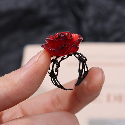 Crimson Thorns Rose Ring