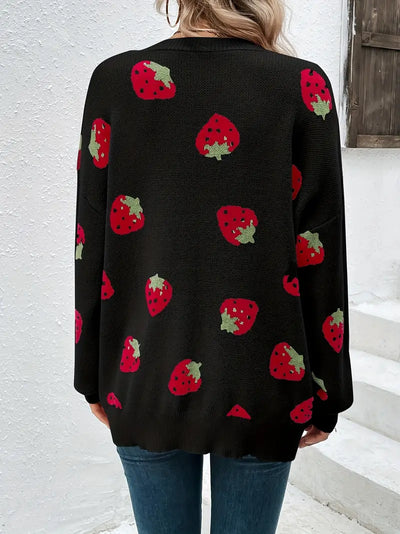 Strawberry Motif Knit Cardigan