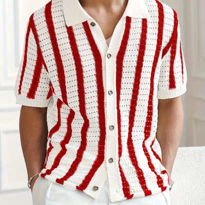 Fiorenzo D'Amico Knit Striped Button-Up Shirt