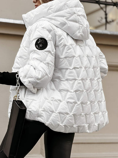 Kaia™ | Diamond Patchwork – Women’s Cotton Hooded Jacket for Autumn & Winter