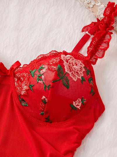 La Rose Ruched Mesh Nightgown