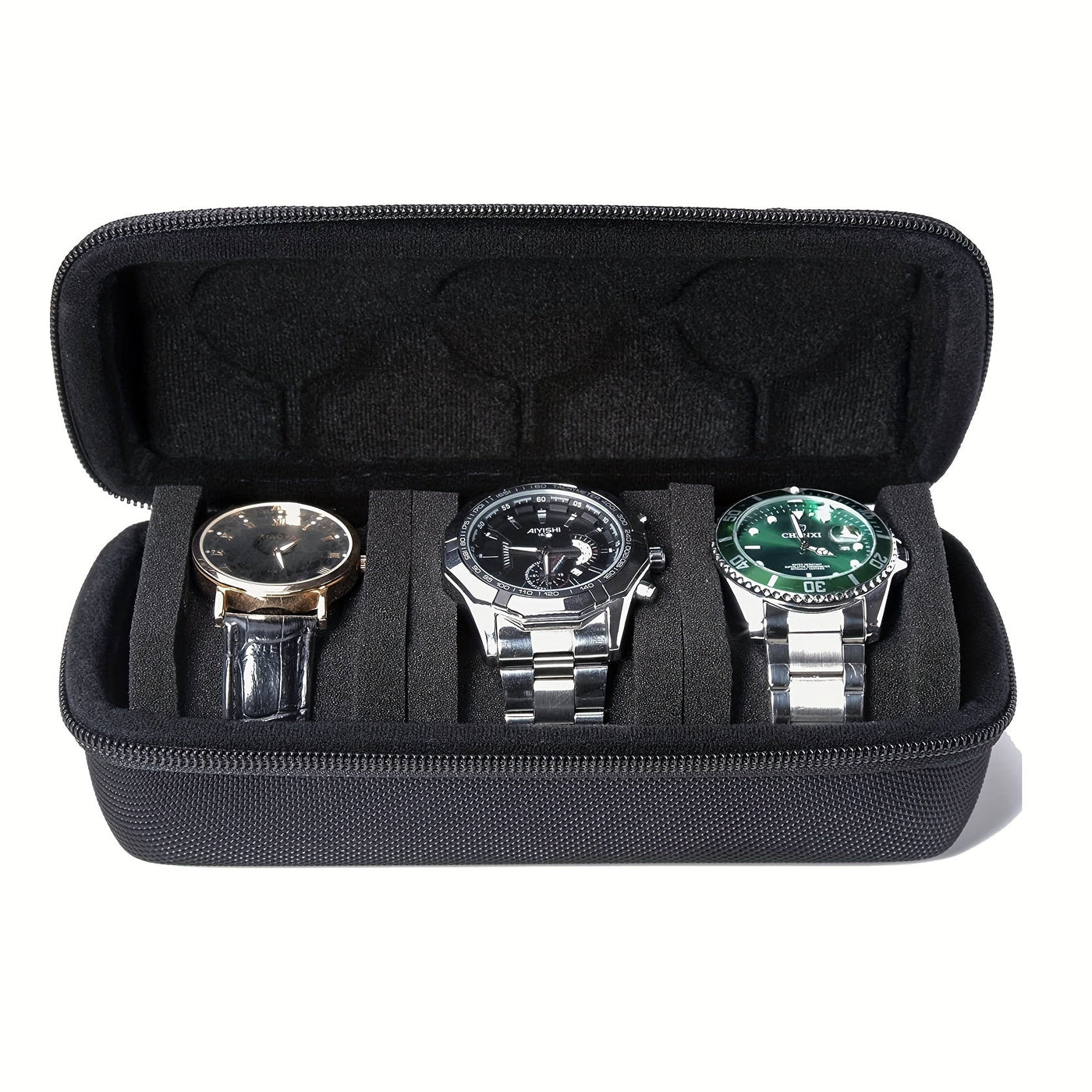 Rovan – 3-Slot Watch Organizer for Travel with Anti-Movement Watch Cushion
