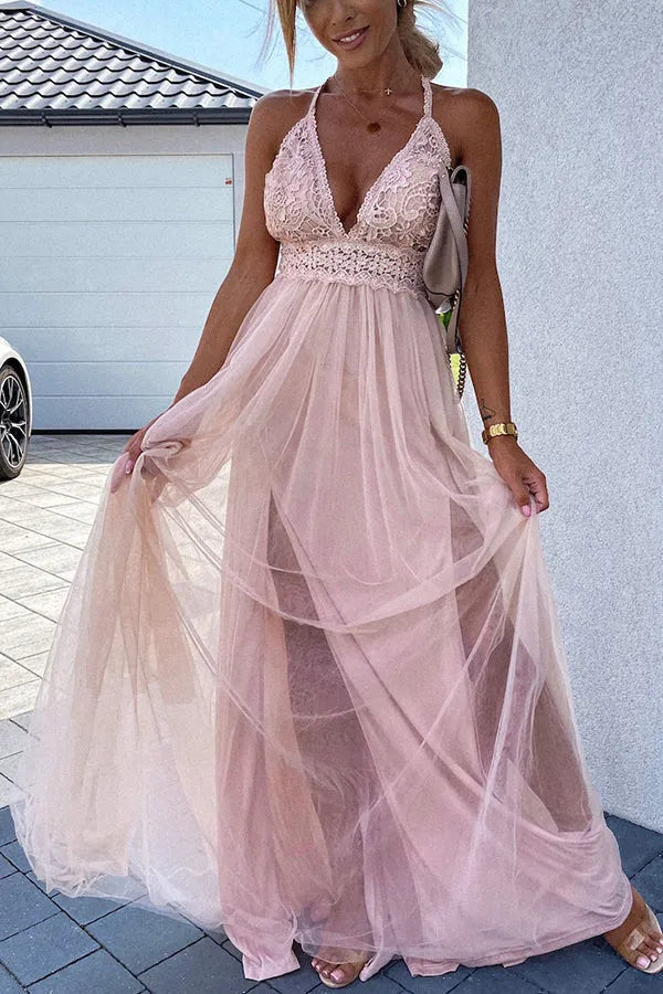 Avencea | Pleated Maxi Dress with Open Back