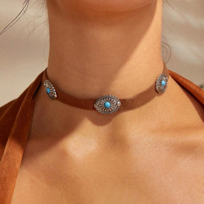Desert Iris Suede Concho Choker