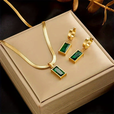 Versailles Emerald Necklace & Earrings Set