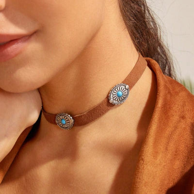 Desert Iris Suede Concho Choker