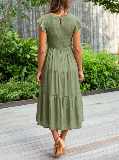 Avencea - Dress - Gathered Bust - Solid Color Summer Maxi Dress