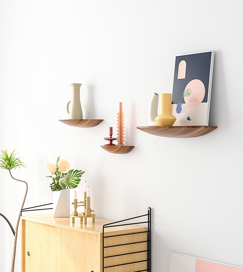 Vinthentic Semicircle Wood Wall Shelves