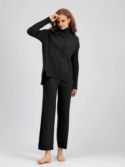 Scarlett™ - Stylish High-neck Pullover Sweater with Loose Pants Set