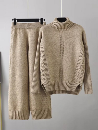 Scarlett™ - Stylish High-neck Pullover Sweater with Loose Pants Set