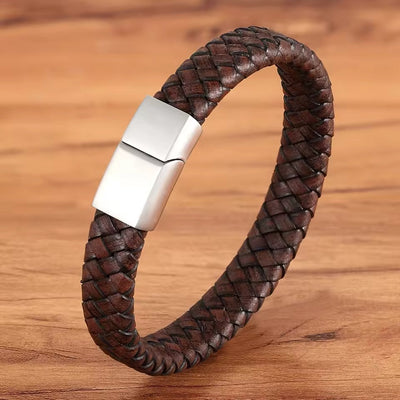 Leather Stainless Clasp Classic Bracelet