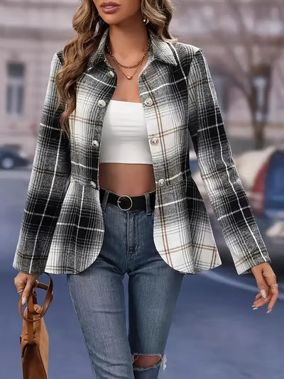 Lina™ - Elegant Plaid Blazer