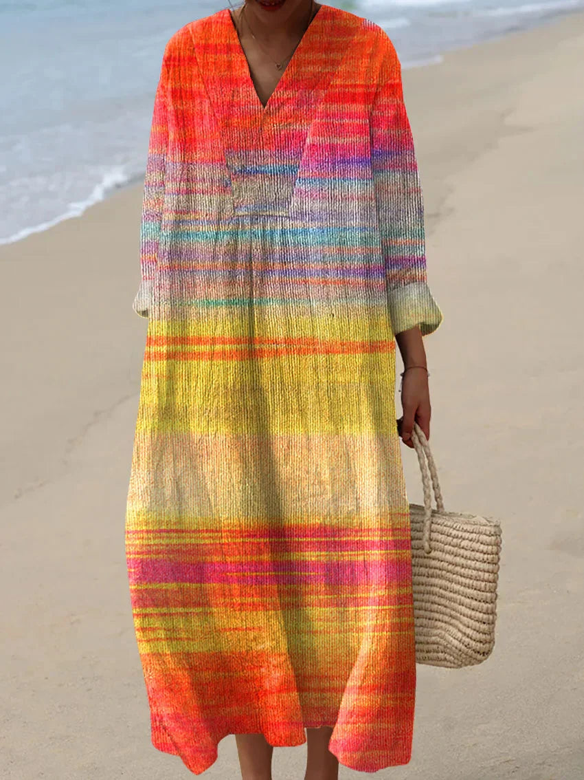 Cassie | Casual Gradient Striped Midi Dress