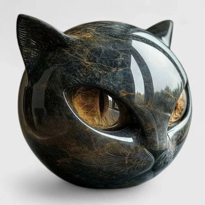 Lyzandra | Mystic Black Cat Head Sculpture