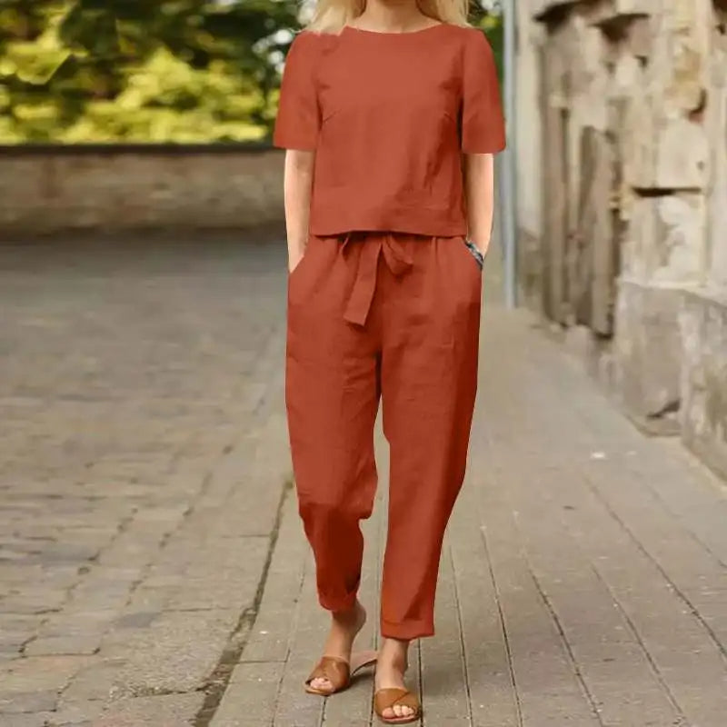 Bonnie™ | Short Sleeve Blouse and Pants Set
