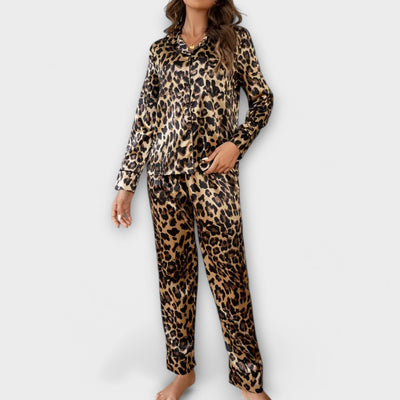 Glamorous Leopard Satin Pajama Set