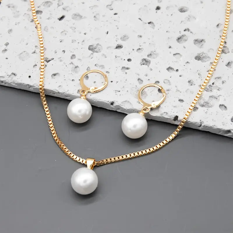 Golden Grace Pearl Jewelry Set | Gold 18k