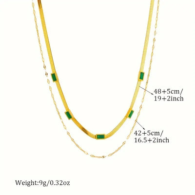 Sorella Gem Double-Layer Retro Necklace | Gold 18k