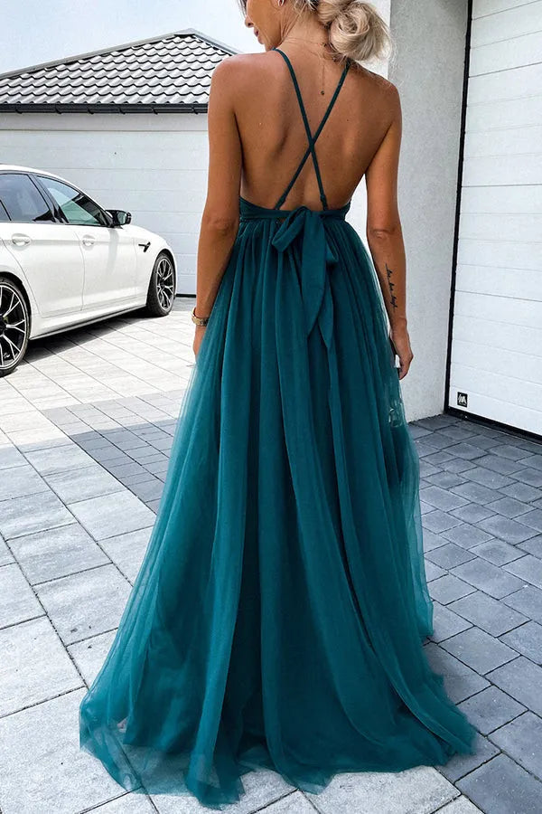 Avencea | Pleated Maxi Dress with Open Back