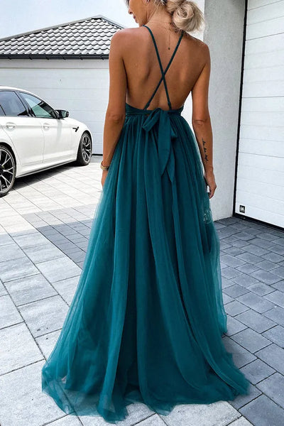 Avencea | Pleated Maxi Dress with Open Back